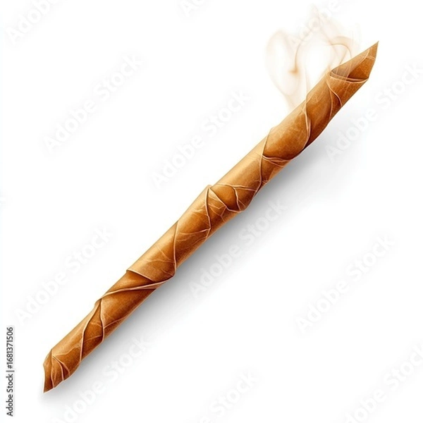 Obraz Long, light brown wooden staff, wrapped in leaves, emitting wisps of smoke