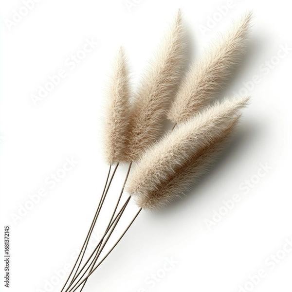 Obraz Beige pampas grass cluster against white