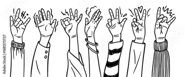 Fototapeta Hand drawn doodle vector set. Collection of cute hand drawn doodle.