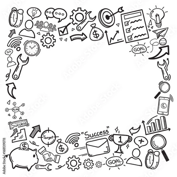 Obraz Doodle icon hand draw is a concept of a component that is geared towards success of business, financial or in your life with copy space. vector illustration.