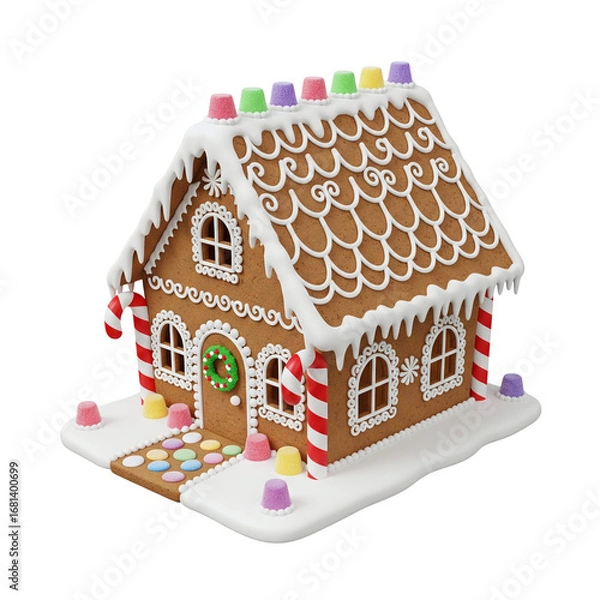 Obraz Decorated christmas gingerbread house isolated