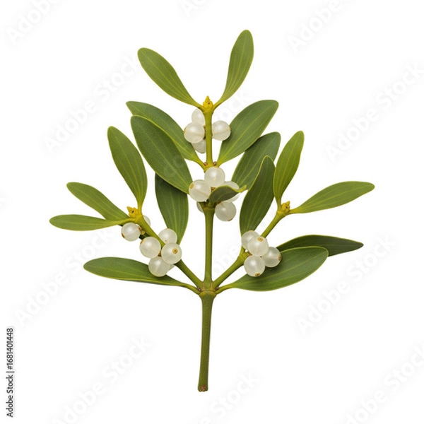 Obraz Fresh green mistletoe sprig with berries