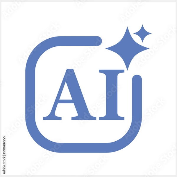 Fototapeta AI generated blue symbol isolated Stencil bitton icon Vector stock illustration