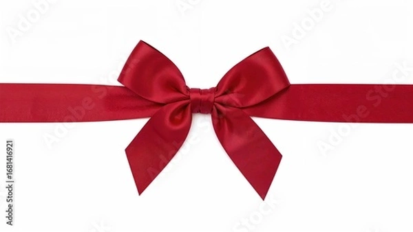 Fototapeta Deep pink decorative ribbon with bow on a clean white background