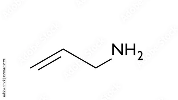 Fototapeta allylamine molecule, structural chemical formula, ball-and-stick model, isolated image building block