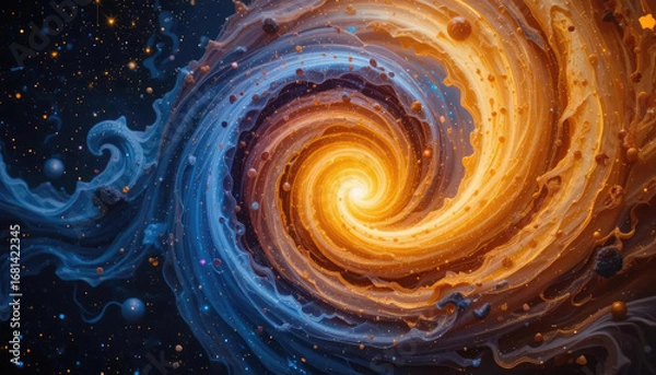 Fototapeta 8k cosmic honey swirl in galaxy jar.