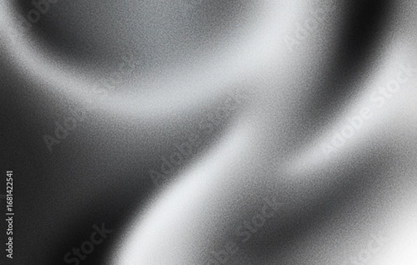 Fototapeta Grey black white glowing abstract gradient shape on black grainy background minimal header cover poster design copy space