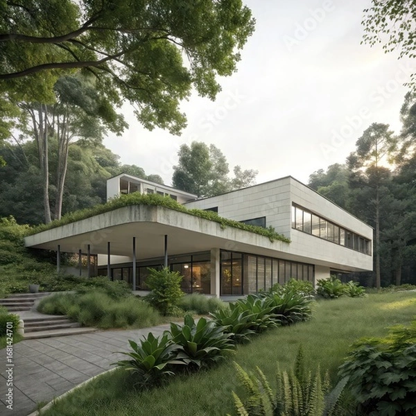 Fototapeta view of the house on transparent background, Modren House 