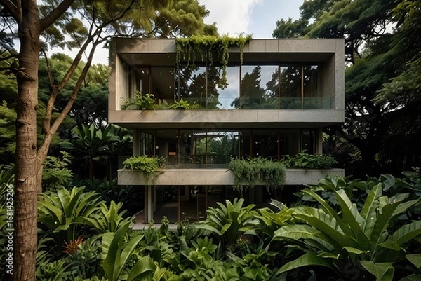 Fototapeta view of the house on transparent background, Modren House 