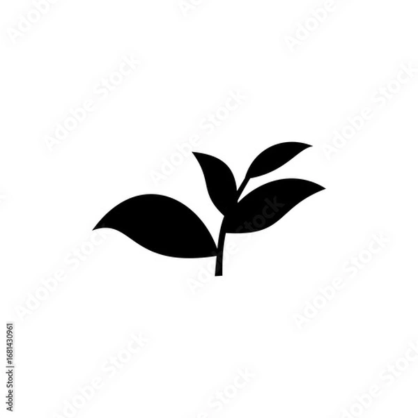 Obraz leaf icon in flat style, on white background.