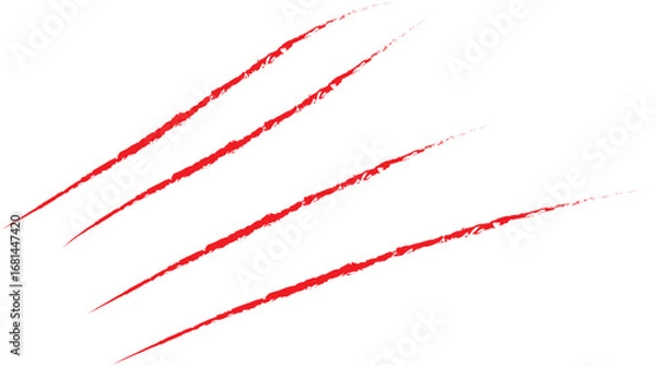 Obraz Red claw marks on a white background.