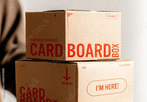 Obraz Cardboard Shipping Boxes Mockup in Hand