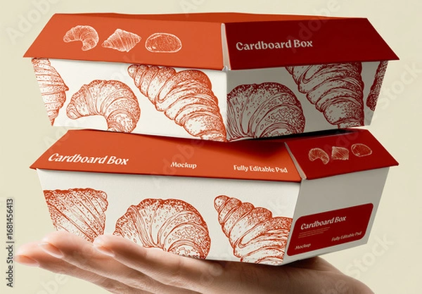 Obraz Cardboard Food Box Mockup in Hand