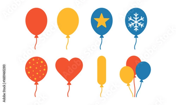 Fototapeta Colorful balloon collection: heart, star, and more in vibrant flat design