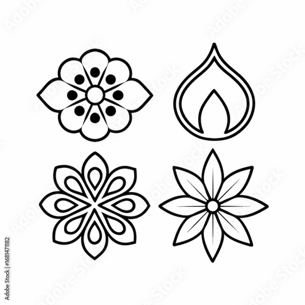 Obraz Modern Floral Line Art Icons Bundle