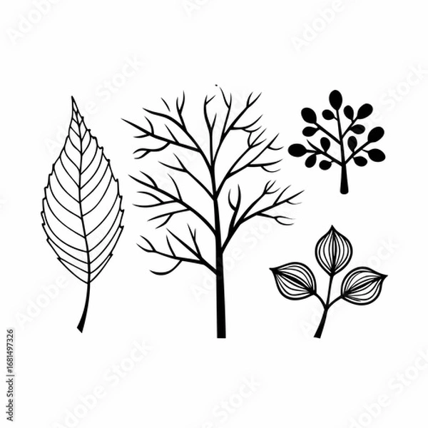 Obraz Eco Branches and Leaves Outline Icon Bundle