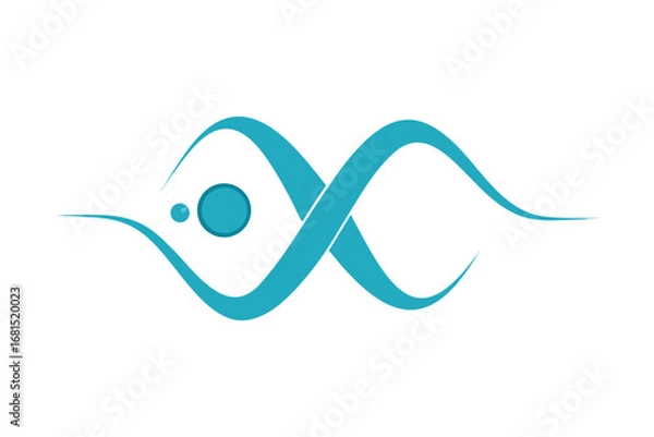 Fototapeta Elegant Teal Symbol with Flowing Lines and Circles on White Background