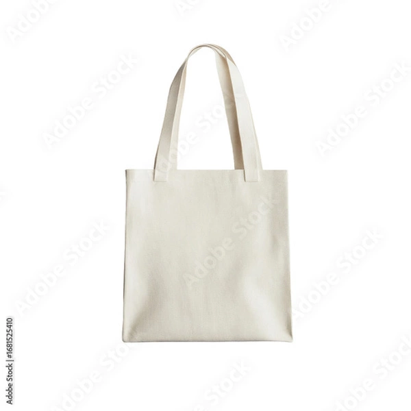 Fototapeta Simple canvas tote bag with handles isolated on transparent background