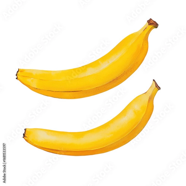 Fototapeta Two ripe yellow bananas isolated on transparent background