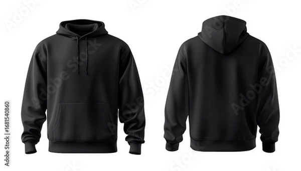 Fototapeta Full view of a dark gray hoodie, front and back