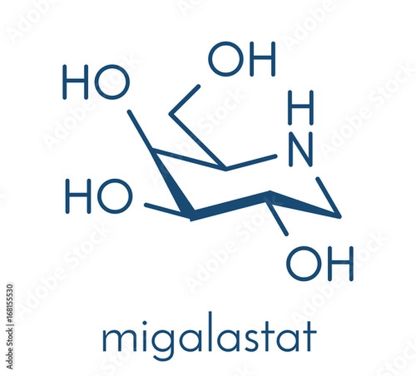 Fototapeta Migalastat Fabry disease drug molecule. Skeletal formula.