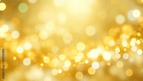 Fototapeta A dazzling cascade of golden light spheres dances across a blurred and shimmering amber canvas creating a sense of radiant elegance