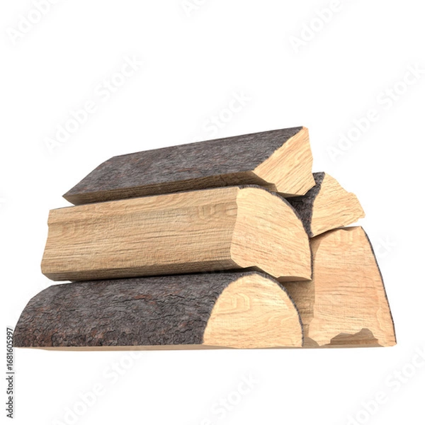 Obraz 3D rendering illustration of 5 wood logs