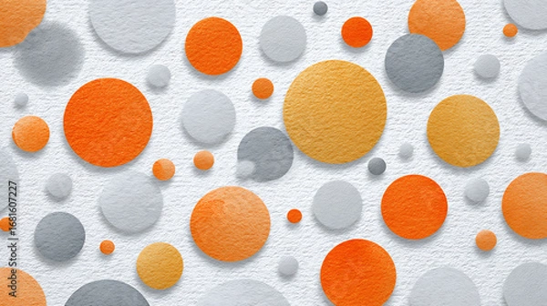 Fototapeta Seamless circle pattern background texture design with orange gray and white shapes