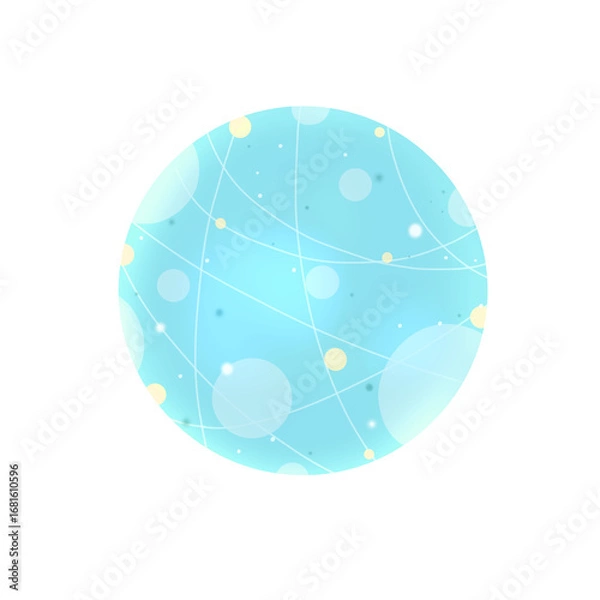 Fototapeta 水色の透明感のあるかわいい水玉模様の水星イラスト