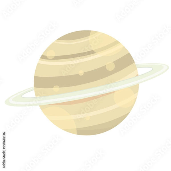 Fototapeta ポップでかわいい水玉とストライプの土星イラスト