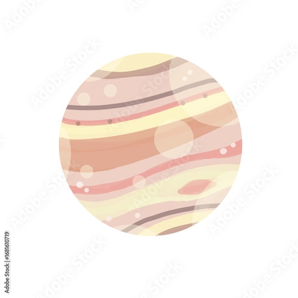 Fototapeta カラフルでかわいい水玉とストライプのピンクの木星イラスト