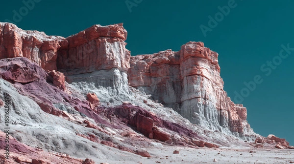 Fototapeta Explore the colorful rock formations of the desert landscape under a clear blue sky