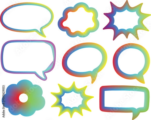 Fototapeta A vector set of diverse comic speech bubbles for communication and thought, perfect for graphic design