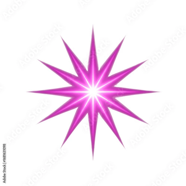 Fototapeta Radiant magenta glow starburst ideal for awards, festive event invitations, sales promotions, or adding sparkle to holiday designs like Christmas, isolated on white & transparent background.