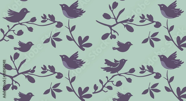 Fototapeta Birds and Branches Pattern