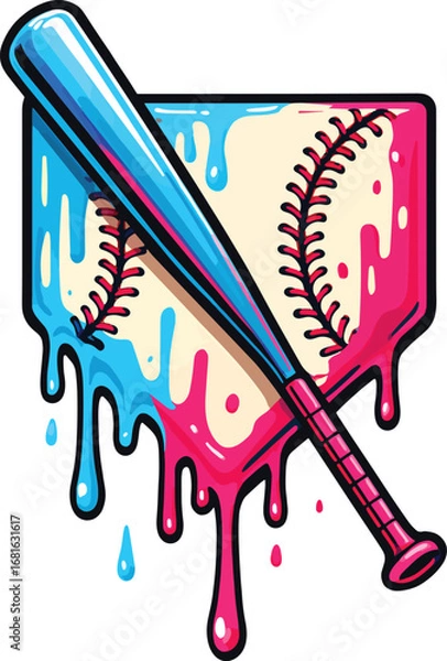 Obraz Ice Cream Drip Baseball And Bat Vector