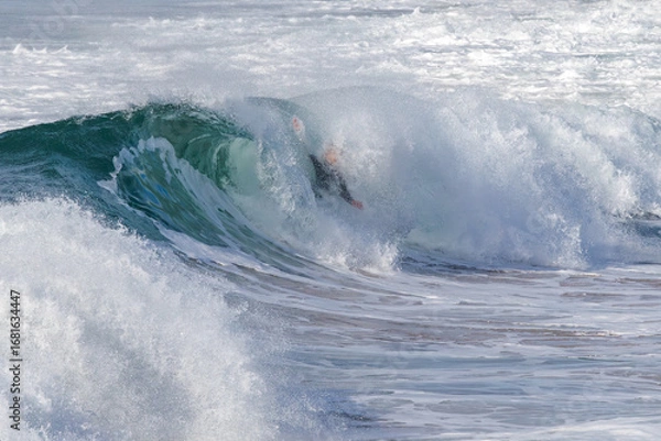 Obraz  Surfer swallowed by the Barrel Wave