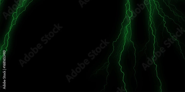 Fototapeta Black marble natural pattern for background, abstract natural marble black and green for design. Massive lightning bolt with branches isolated on black background.