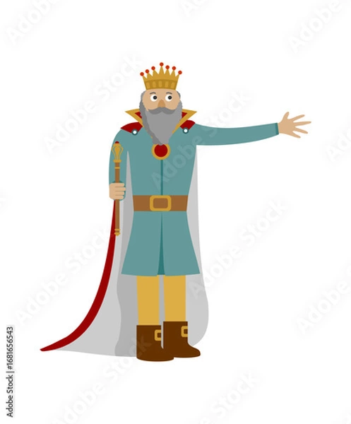 Fototapeta Illustration character of the king, isolated on white background