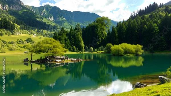 Obraz lake and mountains