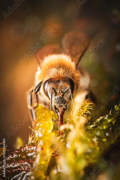 Obraz Biene an Wassertränke makro