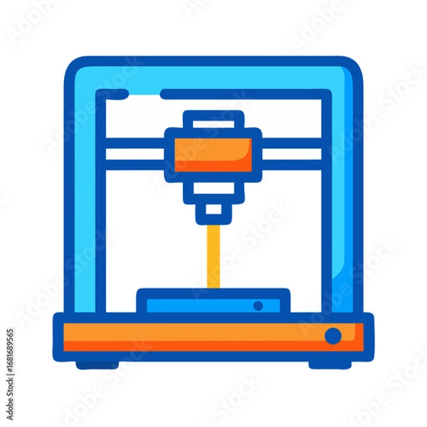 Fototapeta Vector art of 3d printer icon showcasing advanced technology and precision engineering for rapid prototyping and innovative manufacturing solutions