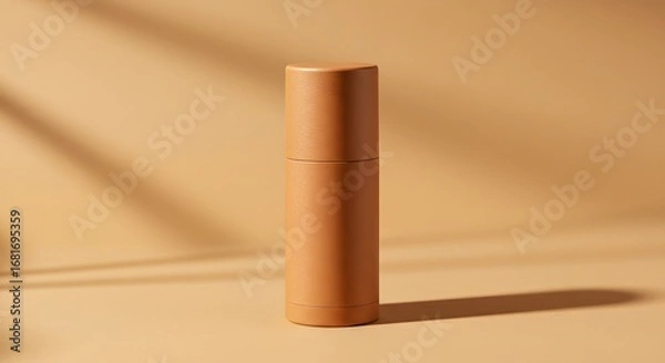 Fototapeta  Blank Brown Cardboard Container on a Beige Background
