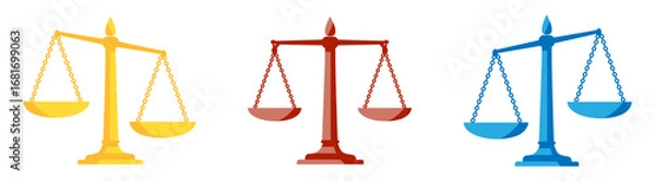 Fototapeta Colorful scales symbolizing justice and balance in legal systems, representing inequality and fairness in various contexts