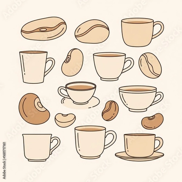 Obraz set of coffee cups