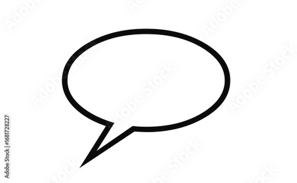 Fototapeta Blank oval comic speech bubble outline vector. Simple empty talking balloon for text, cartoon, and pop art projects. Editable doodle design for communication messages.