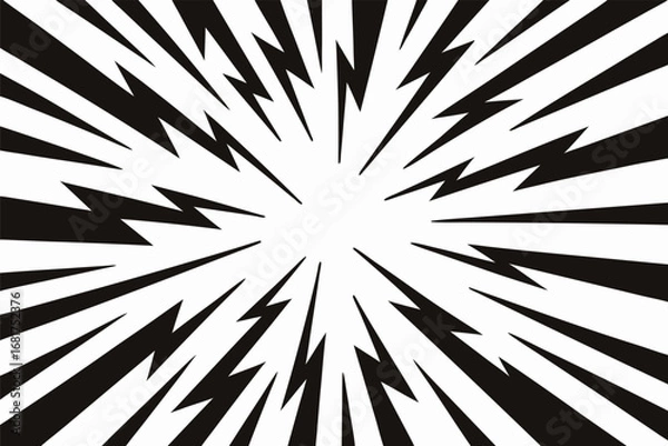 Fototapeta Black and White Lightning Bolt Burst Radial Background