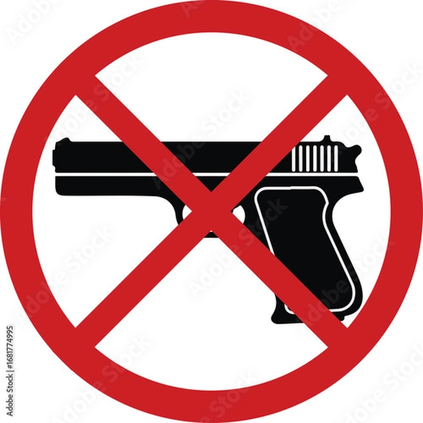 Fototapeta No Firearms Allowed Sign – Security Safety Prohibition Symbol Isloated On White Background