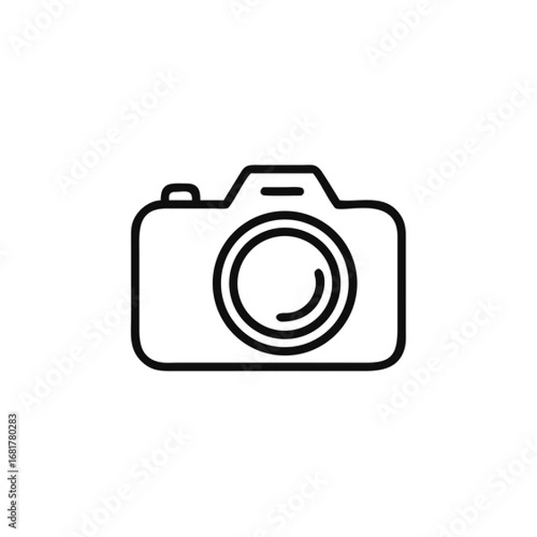 Fototapeta Photo camera icon, camera icon in line style isolated on white background, photography business concept, Vector illustration