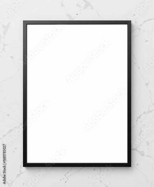 Fototapeta mock-up white poster with black frame, on loft background